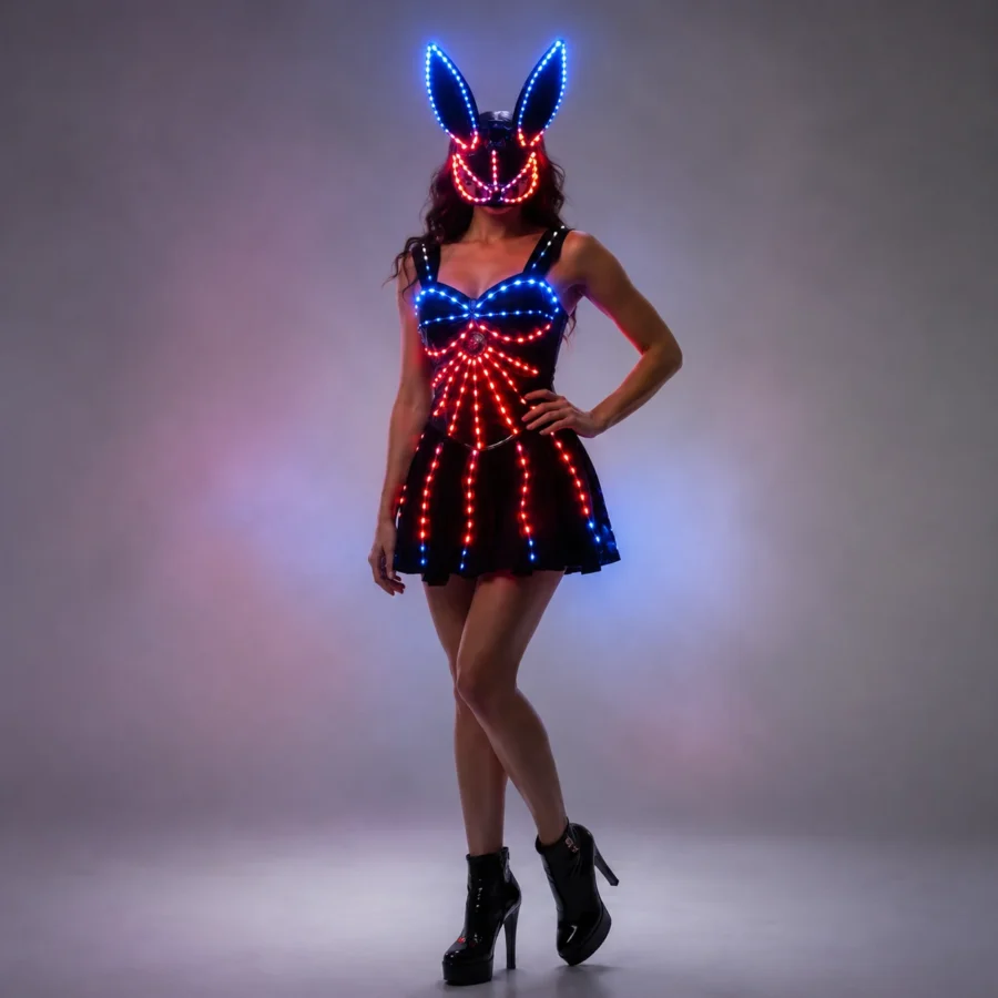 LED Light-Up Mirror Nightclub Dress for Women