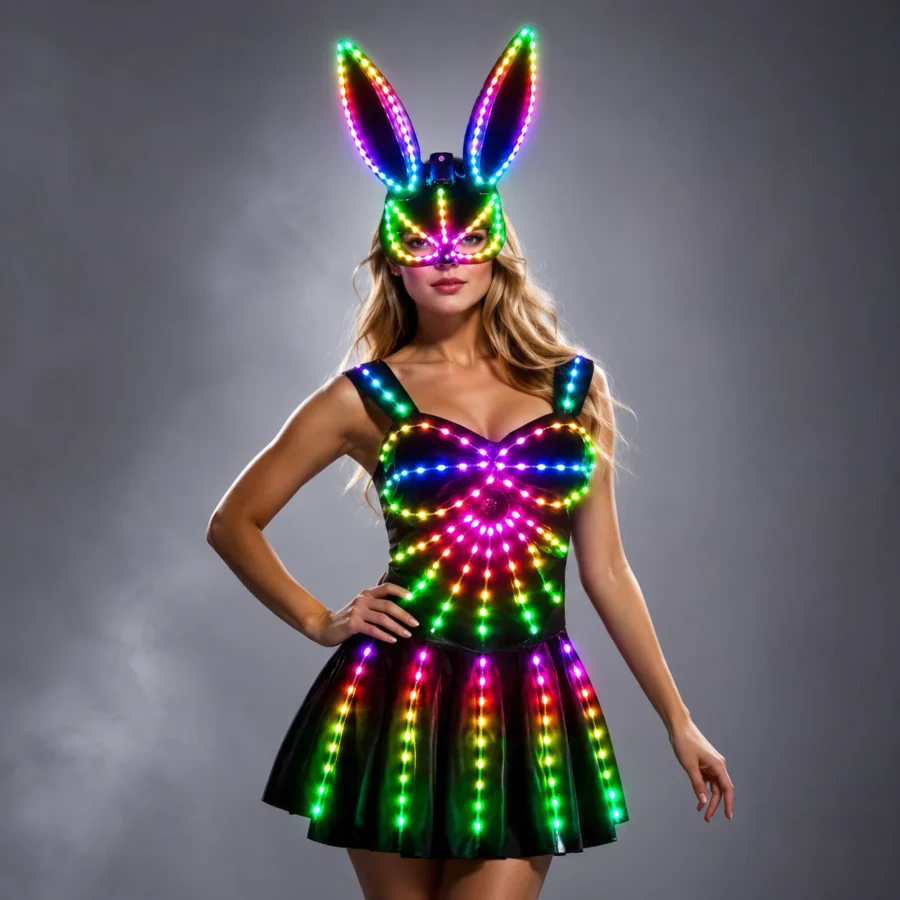 LED Light-Up Mirror Nightclub Dress for Women